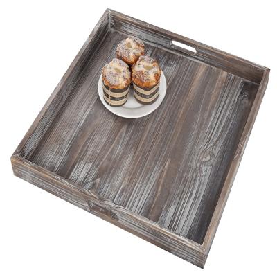 China Best Torched Color Stool Coffee Table Handmade Shabby Chic Large Selling Wooden Trays Serving Handle for sale