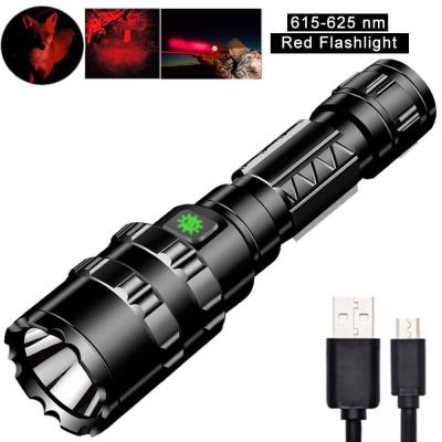 China Portable Small Size Camping Hunting Red Light Flashlight Focusing Led Night Vision Long Beam Red Tactical Flashlight for sale