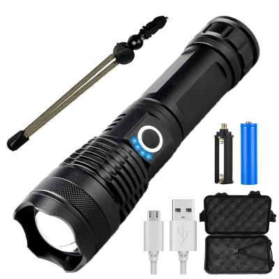 China XHP50 High Power Adjustable Wholesale Campground Waterproof Focus Flashlight Set Powerful USB Rechargeable Tactical Flashlight for sale