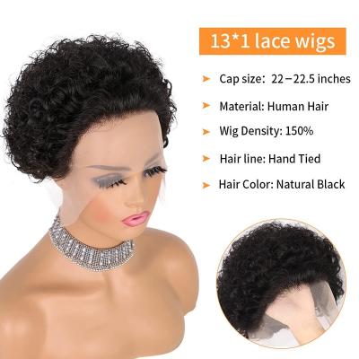 China Curly Wigs Pixie Cut Curly Hair Short Wigs With Bangs Short Black Layered Wavy Wigs For Women 1B Color for sale