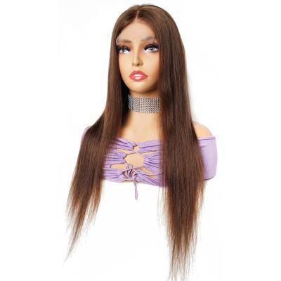 China Indian Remy Human Hair Human Hair Brown Silky Straight Transparent Lace Closure Wigs Wholesale Kiss Wave Hair Front Wig for sale