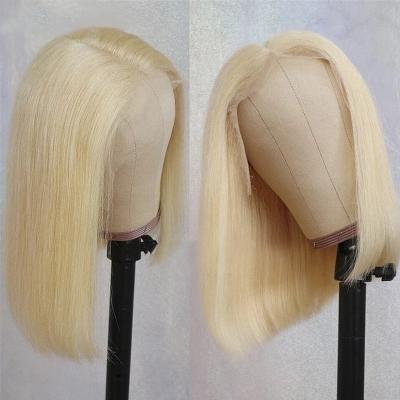 China Bobo Cheap Lace Front 613 Honey Blonde Bob Wig ,Hd Short Full Lace Hair Wig 613 Transparent Curly Lace Front Human Hair Wig for sale