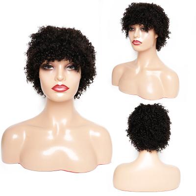 China Wholesale Vendors 10A Virgin Jerry Curl Short Bob 8 Inches Pixie Cut Wig Deep Water Wave Hair Wigs for sale