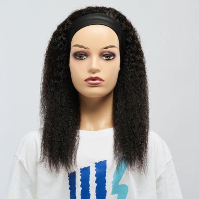 China Jerry Curl Wholesale Headband Wig Raw Virgin Hair Curly Straight Hairband Wigs For Black Women for sale