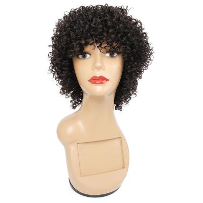 China Natural Color Short Curly Pixie Cut Wigs Full Machine Made Hair Wigs For Women Brazilain Color Hair Non Lace Wig for sale