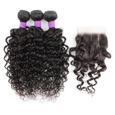 China Water Wave 3bundles With Closure Wholesaler Distributor Popular 100% Human Virgin Cuticle Aligned Brazilian Water Wave Hair for sale