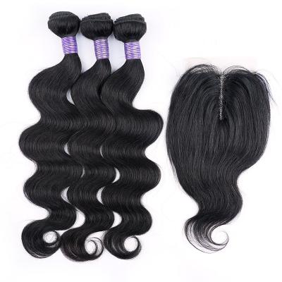 China Brazilian Body Wave Human Hair 3 Bundles With Closure Hair Bundles With Closure Remy Human Hair Lace Closure Extension for sale