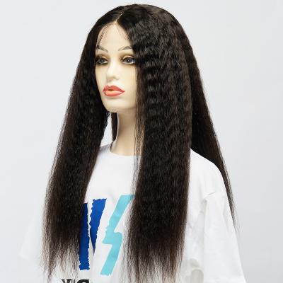 China Popular Wholesale Price Yaki Wave Wig Lace Front Human Hair T Part Lace Wigs For Black Woman for sale