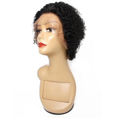 China Pixie Cut Human Hair Wig Short Curly Water Wave Lace Front Wig Pre Plucked Bleached Knots Wigs Pixie Curls Pre for sale