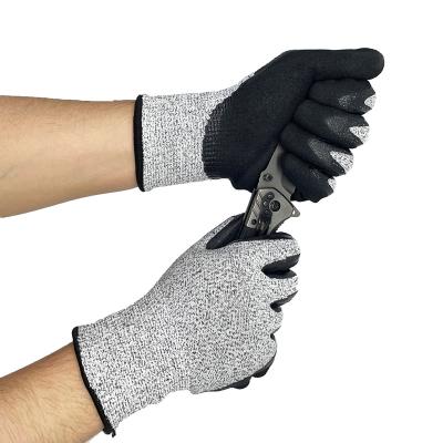 China Cut Resistant Zhongfu Hppe Anti-cut Level 5 Protection Safety Work Cut Resistant Gloves With PU Coated Palm for sale