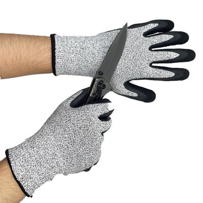 China Zhongfu 2022 Cut Resistant Sell Well Hppe Anti-cut Level 5 Protection Safety Work Cut Resistant Gloves Palm Coated Work Gloves for sale