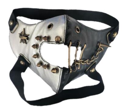 China Anti-Dust Leather Punk Gothic Sports Cosplay Biker Motorcycle Half Face Rivet Fashion PU Mask Protective Mask for sale