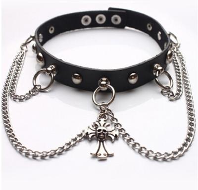 China COSPLAY CLASSIC Gothic Punk Party Collar Personality Collar Rivet Leather Neck Band Cool Ghost Skull Scarf for sale