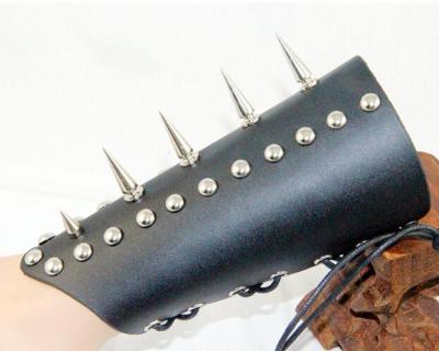 China Ion Balance HipHop Jewelry Mens Promotional Punk Rivet Leather Bangle Hiphop Bracelet Spike Leather Wrist Protect Strap for sale