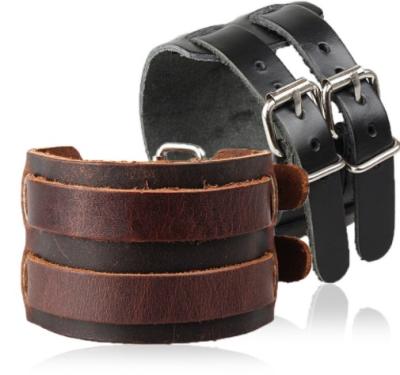 China Genuine leather bracelets men women punk rock hip bracelet OEM fashion cool cool hop leather bracelet wholesale genuine leather men disguise bracelet for sale