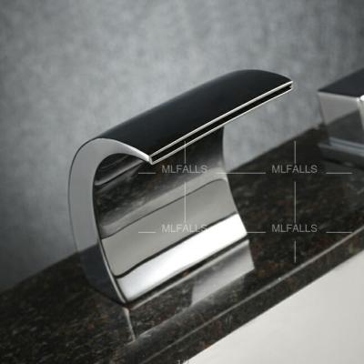 China Waterfall Mode New Arrival Two Holes Single Lever Temperature Led Faucet To Tap No Battery Faucet Needed Led Faucet for sale