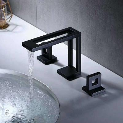 China 2021 Modern Hot Sale Kaiping Faucet Metered Basin Faucet 3 Hole Black Matte Bathroom Sink Faucet Tap Mixers for sale