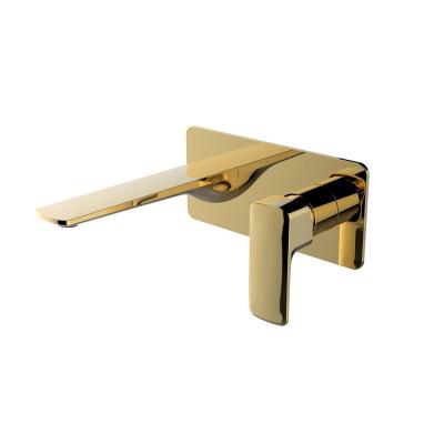 China Thermostatic Faucets Polished One Handle Brass Gold Wall Mounted Ceramic Basin Faucet Valve Bathroom Sink Water Faucet for sale