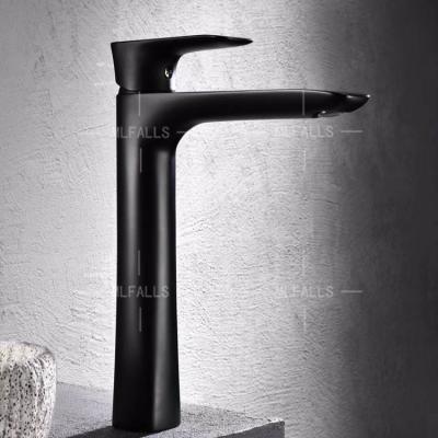 China Unique German Style Basin Faucet Bathroom Brass Faucet Metered Black Brass Mixer Taps for sale