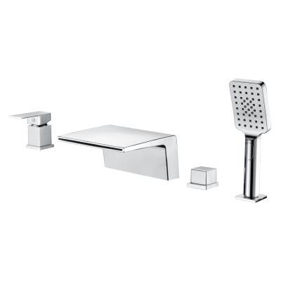 China Silver Electric Faucets Chrome Waterfall Four-piece Tub Faucet With Shower Tub Faucet for sale