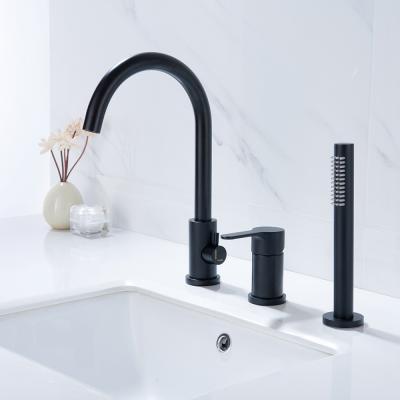 China Brass Metered Faucets 3 Hole Elbow Bathtub Faucet Black Countertop Faucet Faucet for sale