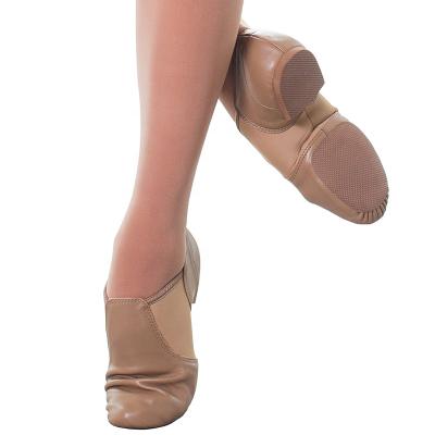 China Jazz Dance Elastic Leather Neoprene Slip On Dance Shoes Tan Jazz Shoes For Kids for sale