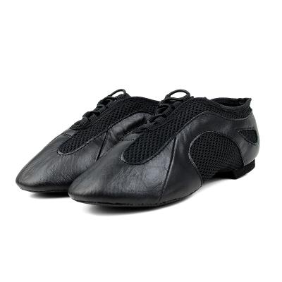 China Unique Black Leather Split Mesh Jazz Shoes Dance Shoes JW Dance Shoes for sale