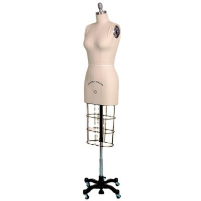 China Adult Fiberglass Female Half Body Display Working Dress Form Mannequin With Dress Structure for sale