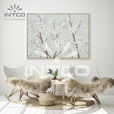 China Simplicity INTCO Apricot Branch Canvas Frame Valued Galley Wall Art Sets for sale