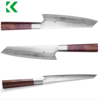 China 8inch Durable USA 7 Layers 440C Stainless Steel Wooden Handle Gyuto Kitchen Knife With Unique Pattern Blade for sale