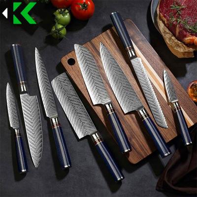 China Drop Shipping Viable Damascus Feather Pattern Kitchen Chef Knife vg10 Damas Nagiri Knife With Honeycomb Resin Handle for sale