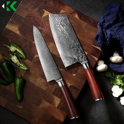 China Viable high quality custom made kitchen knife set vg10 damascus steel chef knives with rosewood handle for sale