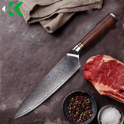 China Viable Kitchen Knives Vg10 Damascus Steel Santoku Knife With Rose Wood Handle Cooking Utility Slicing Chef Knife for sale