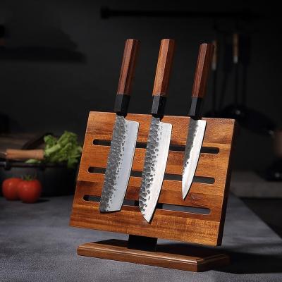 China 2022 Viable Hot Selling Wooden Magnetic Knife Holder Kitchen Acacia Knife Block Drawer Knife Organizer for sale