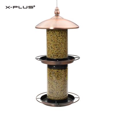 China Viable Panorama 1.5L Snoring Bird Auto Bird Seed Metal Hanging Copper Feeder for sale