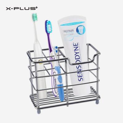 China Single Stored Toothpaste Razor Stand Up Stainless Steel Bathroom Toothbrush Holder For Home for sale