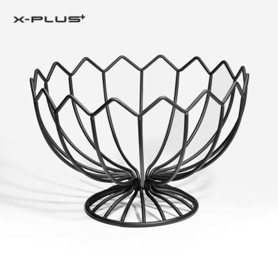 China Fancy Sustainable Modern Basket Display Stand Iron Eco-Friendly Fruit Basket for sale