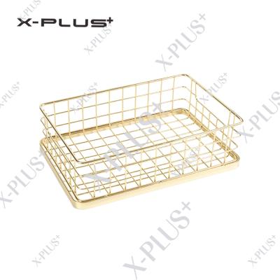 China Gold Wire Mesh Metal Storage Basket for No. Item Organization: LC004 for sale