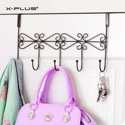 China Sustainable Home Single 5 Hook Towel Coat Wire Metal Over The Door Hook Rack for sale