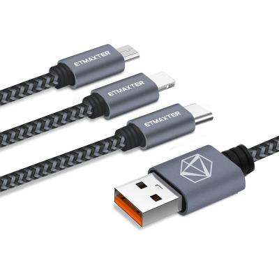 China 3.3FT Mobile Phone Data Cable Micro USB Type_C Fast Charging Line Braided Phone Charging ETMAXTER for sale