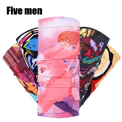 China MEN bandana cycling sweat absorbing FIVE headwear headband cuff logo facemask wholesale custom multifunctional magic colorful bandana for sale