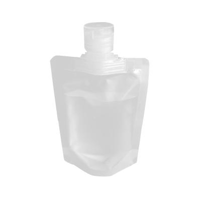 China Moisture Proof 30ml 50g 100ml Reusable Beverage Spout Clear Liquid Pouch With Cap for sale