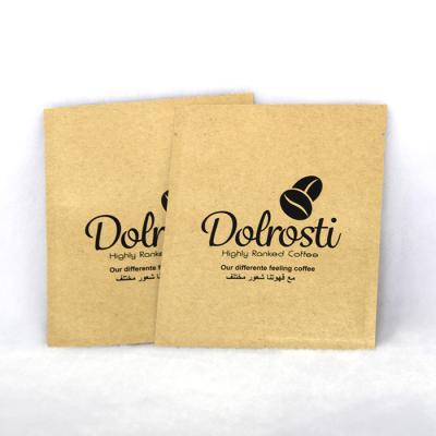 China Small Barrier Aluminum Foil Kraft Paper Sachet Packaging Custom Logo 3 Side Seal Coffee Tea Sample Bag for sale