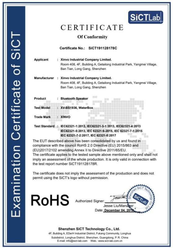 RoHS - Shenzhen Xinvo Digital Company Limited