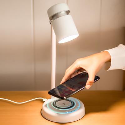 China None 3 in 1 LED Light Speaker Desk Lamp Wireless Wireless Charger with Wireless Speaker for sale