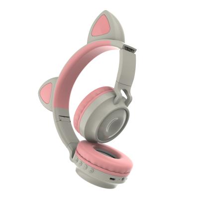 China Headphone Girls Led Headphones Pink Cute Foldable Wireless Cat Ear Headphone Kids for sale