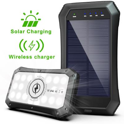 China Waterproof Portable Fast Charging 20000mah Solar Panel Power Bank Wireless Charger Solar Power Bank With 20000mah Lightweight Solar Mobile Power Bank for sale