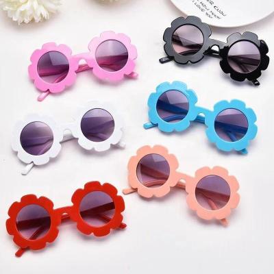 China Fashion Sun Flower Sun Glasses Kids Sunglasses Boys Girls Around Mujer de gafas de sol Baby Kids Sun Glasses UV400 Glass Sun Glasses Beautiful for sale