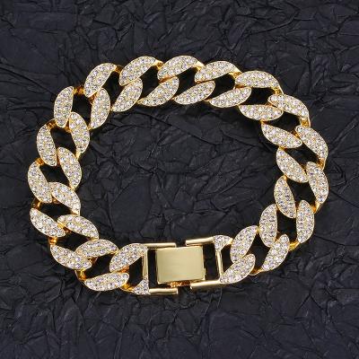 China Hiphop Hip Hop Jewelry Miami Cuban Chain Bracelet Iced Out Diamond Bracelet for sale