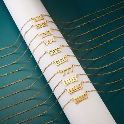 China Wholesale CLASSIC Non Tarnish Jewelry Gold Angel Number 111-999 Personalized Women Gold Plated Jewelry Chain Necklace for sale